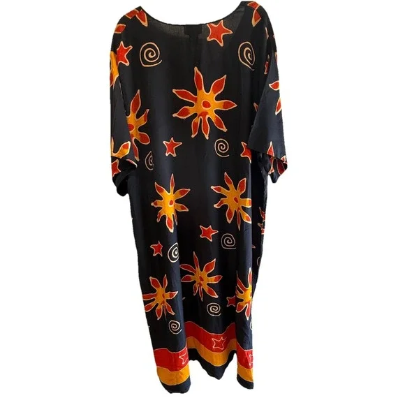 Dee Dee's Vintage Black Tropical Beach Maxi Dress Women's 3XL NWT - Picture 2 of 4